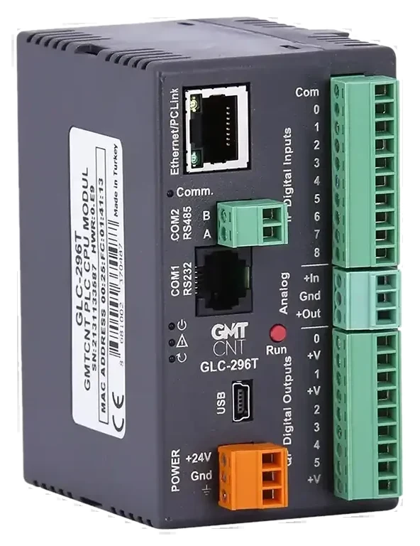 GLC-296T 9DI, 6TO, 1AI, 1AO - Yerli Üretim PLC - CPU Modülleri
